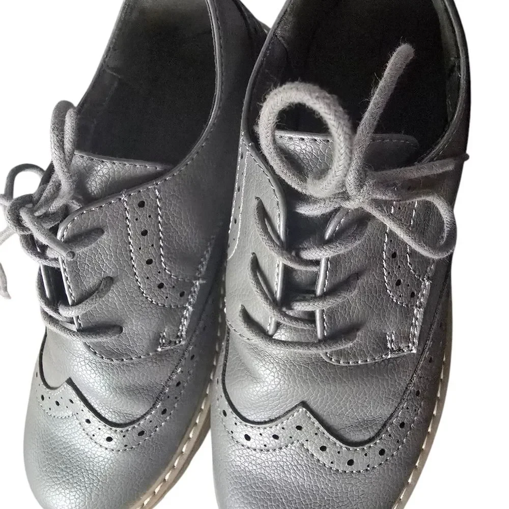 NEW Nordstrom NOSawyer-PU Kids' Oxford Shoes – Gray, Size 5M